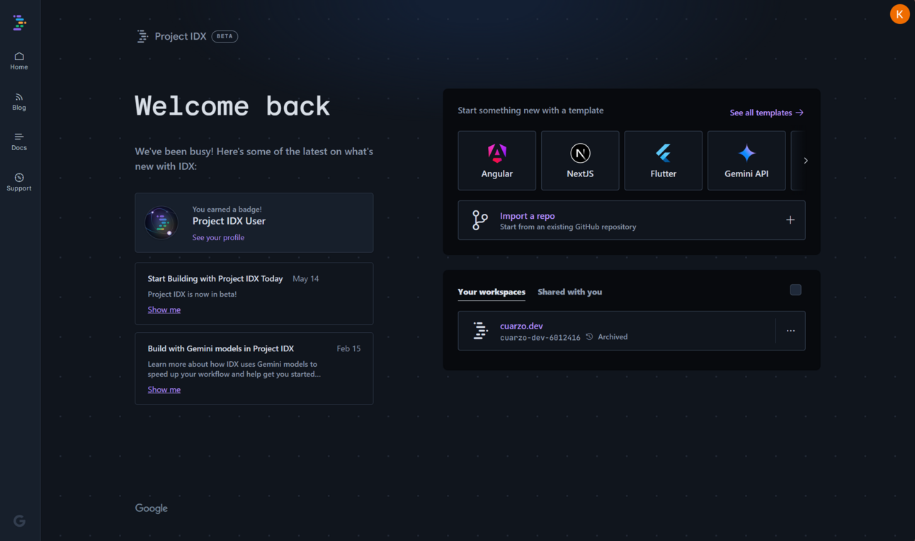 Project IDX el nuevo IDE de Google potenciado con IA y en la nube