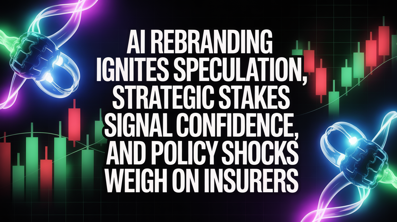 AI Rebranding Ignites Speculation, Strategic Stakes Signal Confidence, and Policy Shocks Weigh on Insurers