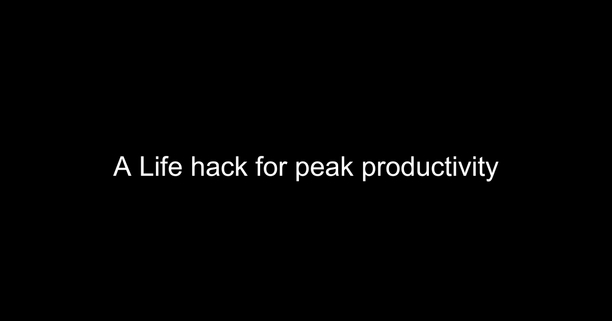 How to achieve peak productivity