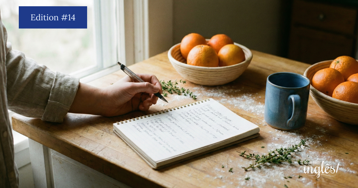 O que está faltando na sua receita e no seu inglês?