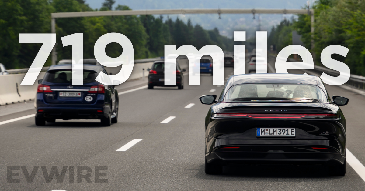 Lucid just broke the Guinness World Record for "longest journey by an electric car on a single charge": 749 miles