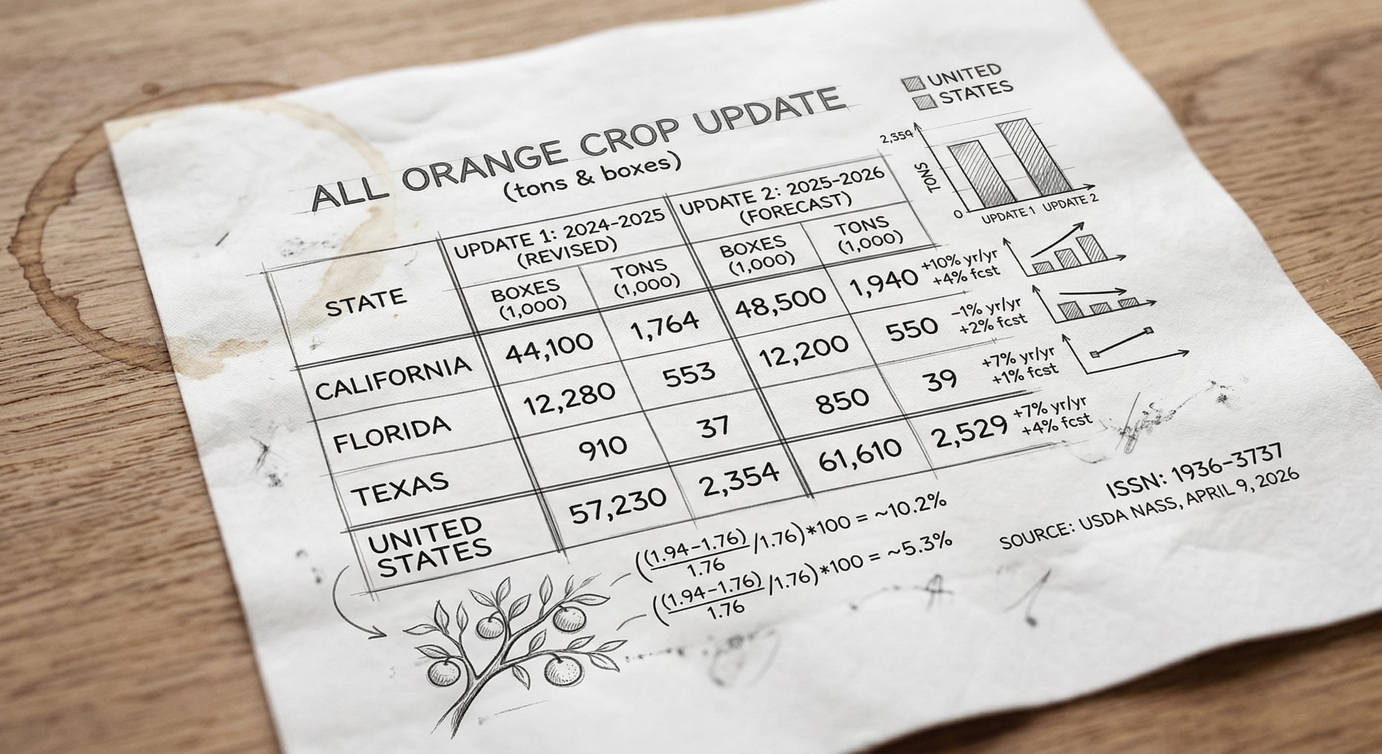 US All Citrus (April) Forecast Up 4%