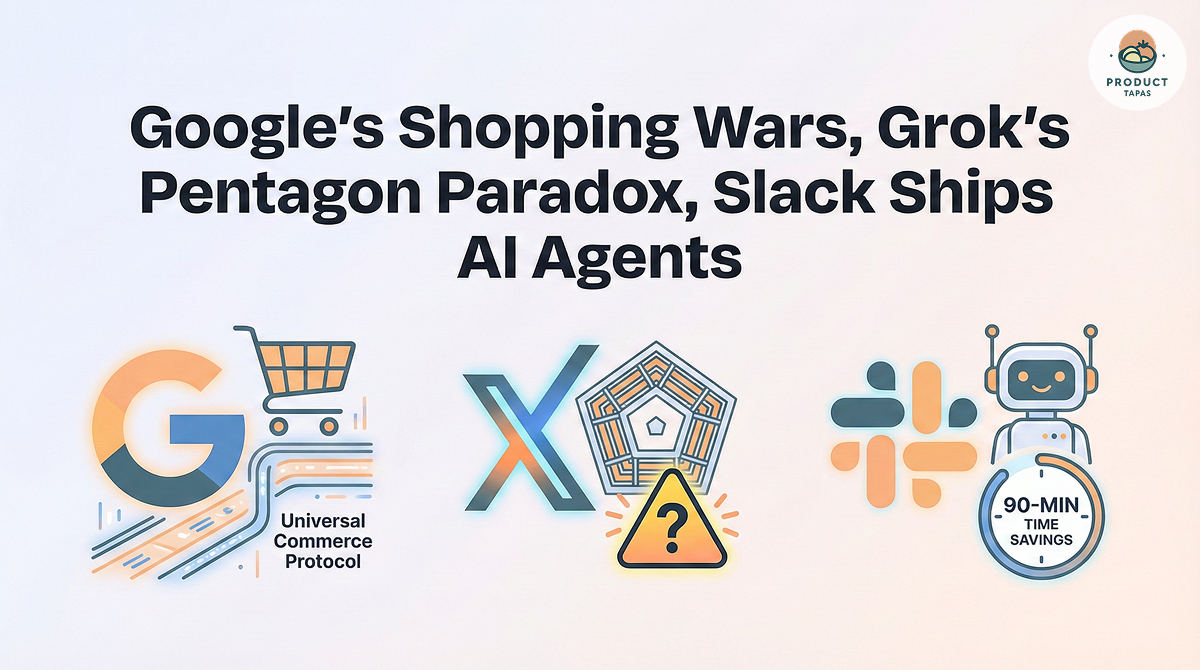 Google's Shopping Wars, Grok's Pentagon Paradox, Slack Ships AI Agents