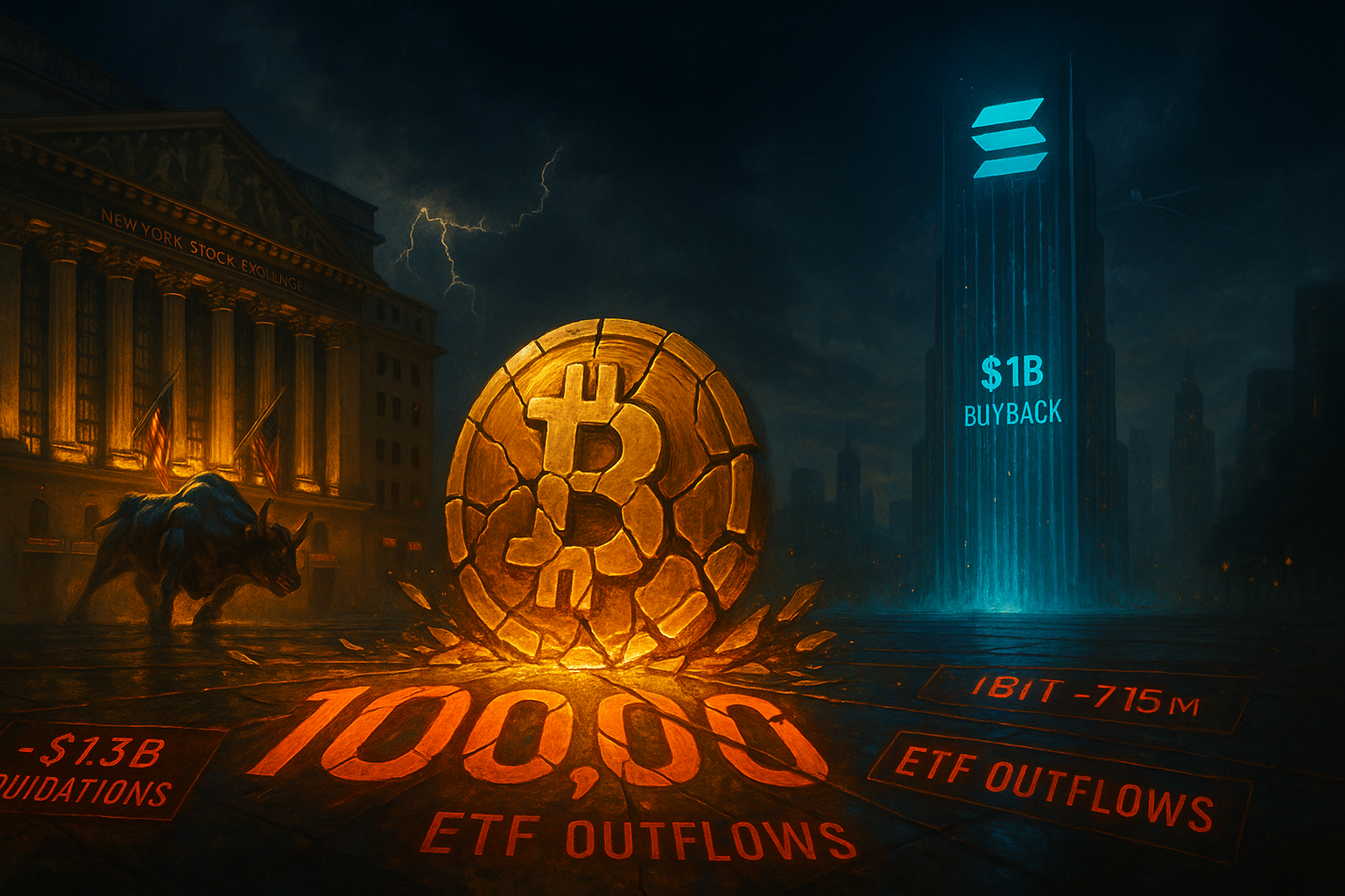 Bitcoin Crashes Below $100K as ETF Outflows Mount, Solana Defies the Downtrend