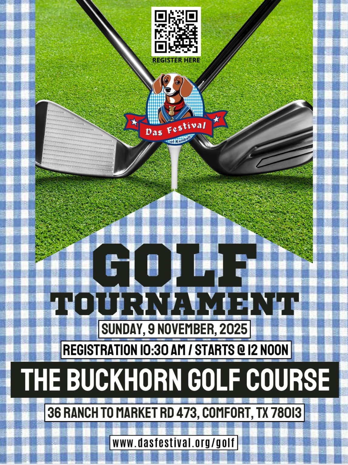 The 2nd Annual Das Festival of Kendall Golf Tournament is coming up Sunday, November 9th at The Buckhorn Golf Course in Comfort, TX and you’re invited!