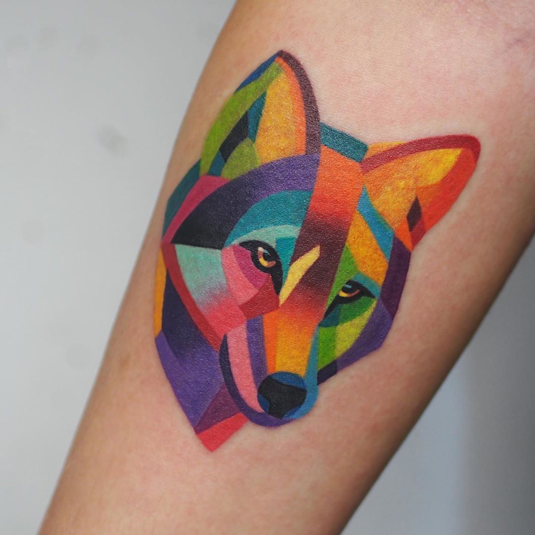 Angular and Vibrant Tattoos by Sasha Unisex