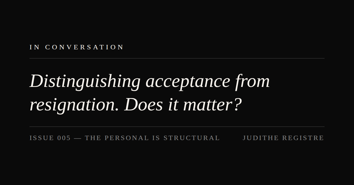 When the Personal Is Structural