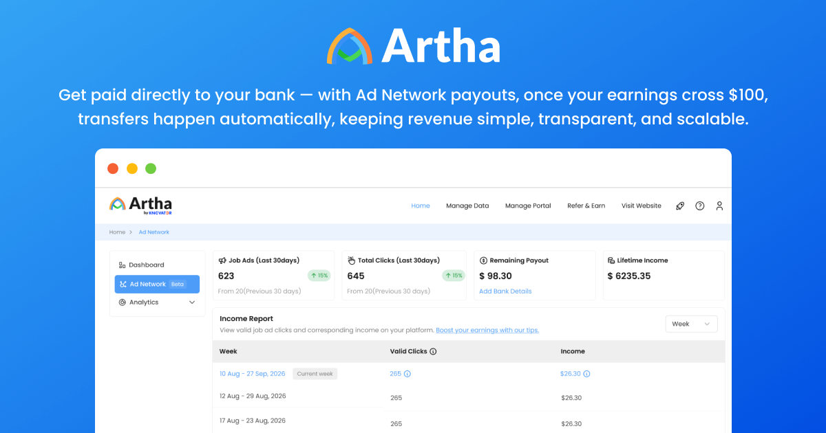 Direct Bank Payouts Are Here — Artha Ad Network 