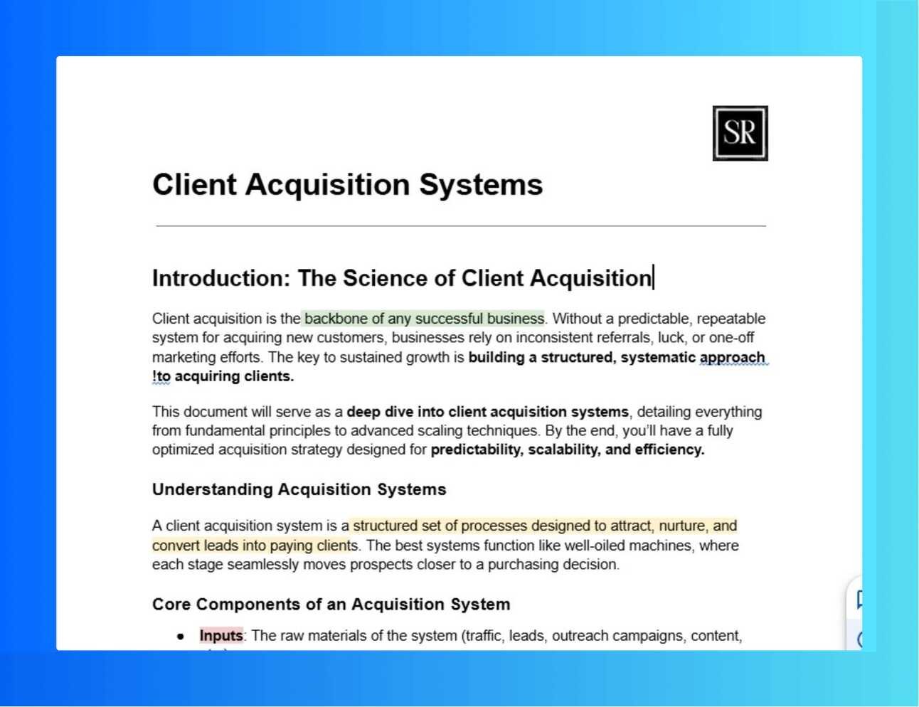Client Acquisition Systems