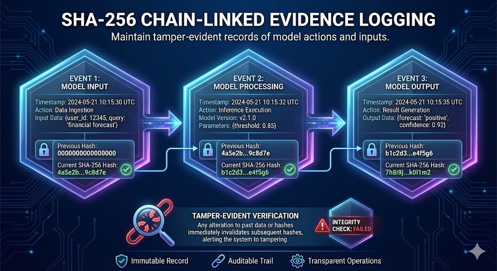 SHA-256 Chain-Linked Evidence Logging
