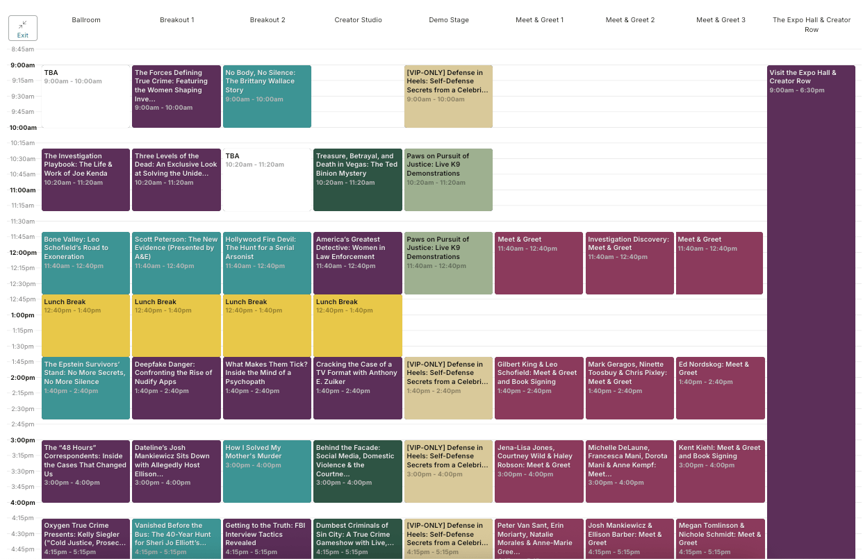 Build Your CrimeCon 2026 Schedule