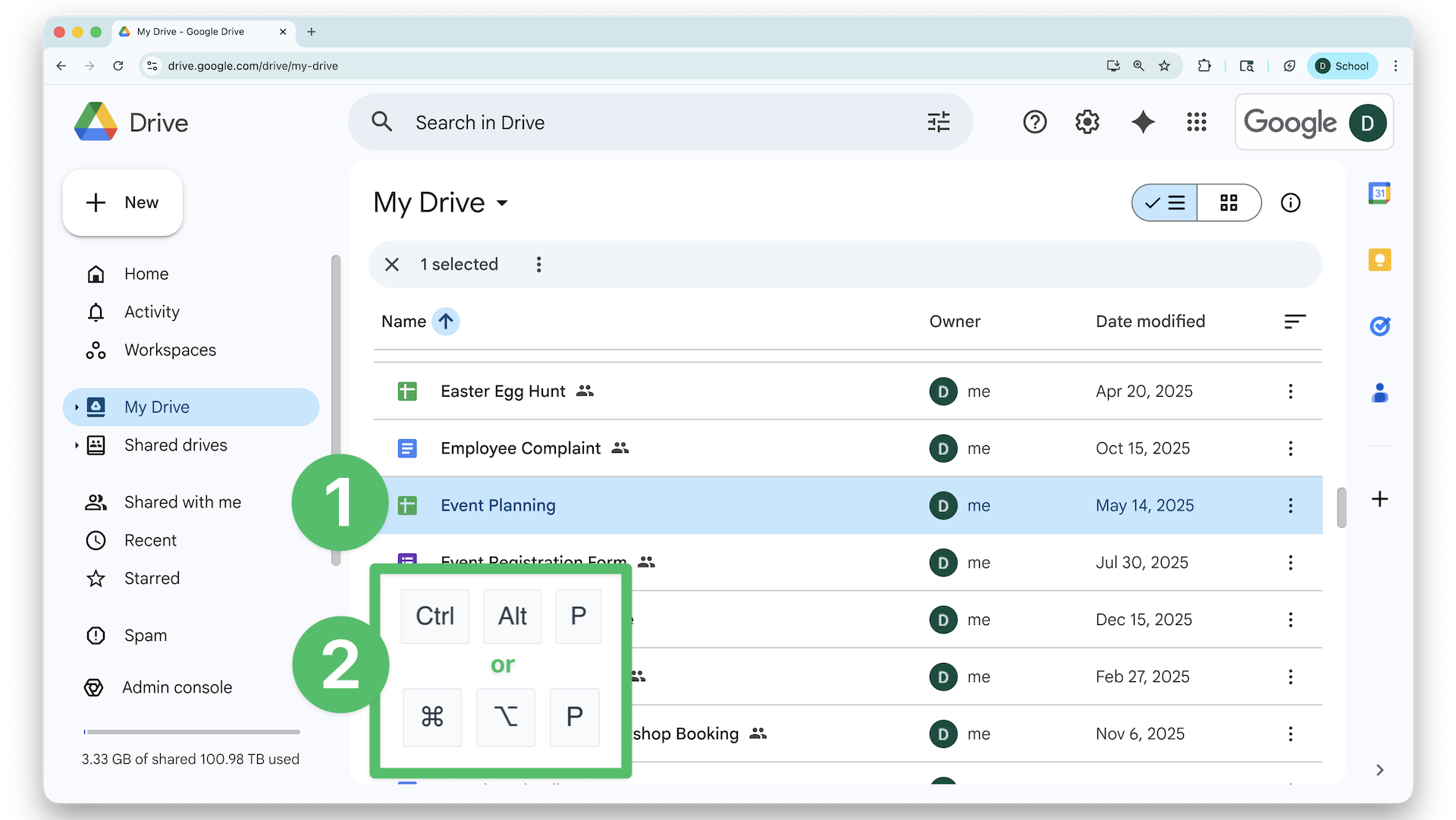 Quickly preview Drive files