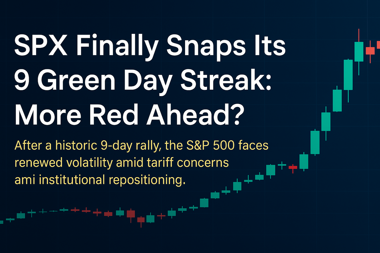 SPX Finally Snaps Its 9 Green Day Streak. More Red Ahead?