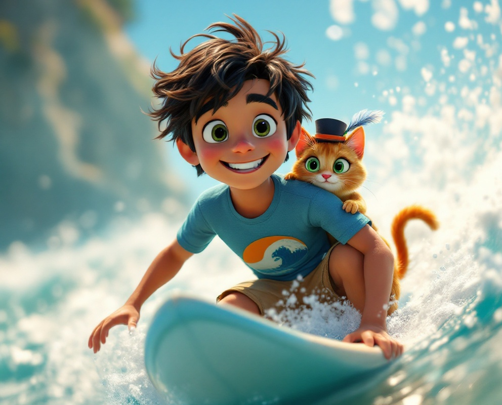 Today’s Story: Pedro & Puss in Boots Go Surfing 🏄 
