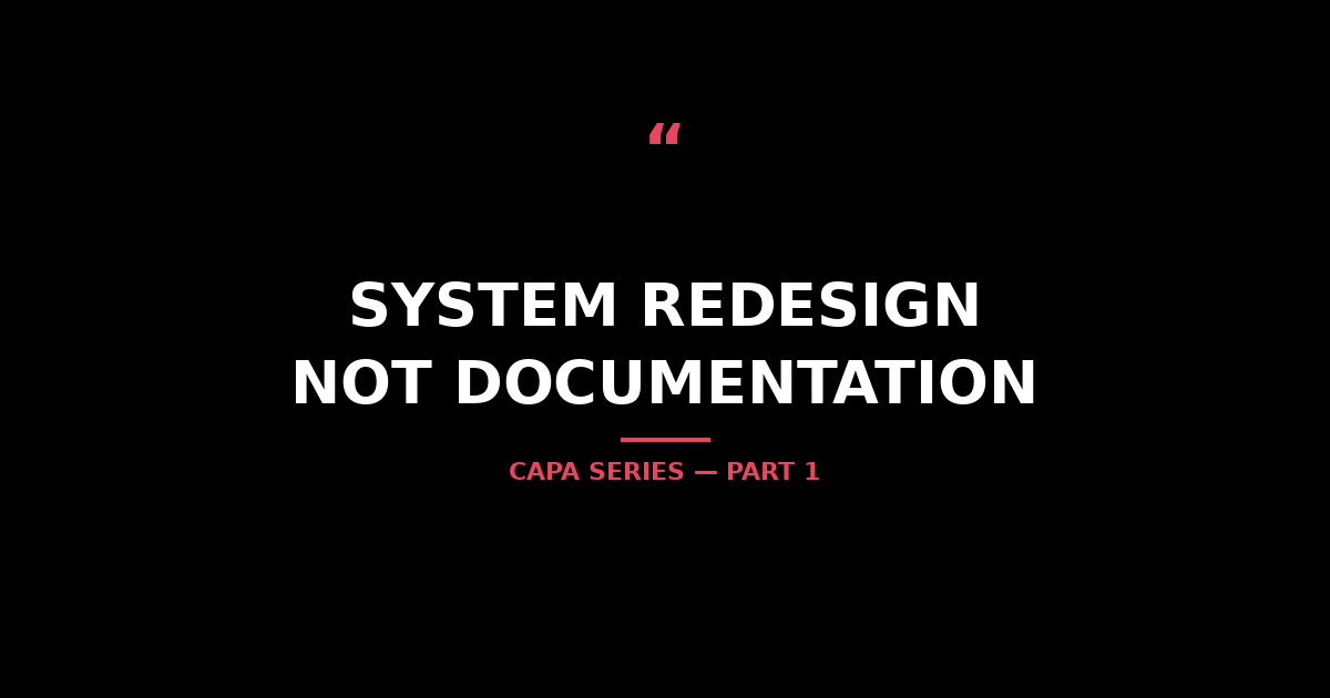 A CAPA Is a System Redesign Request