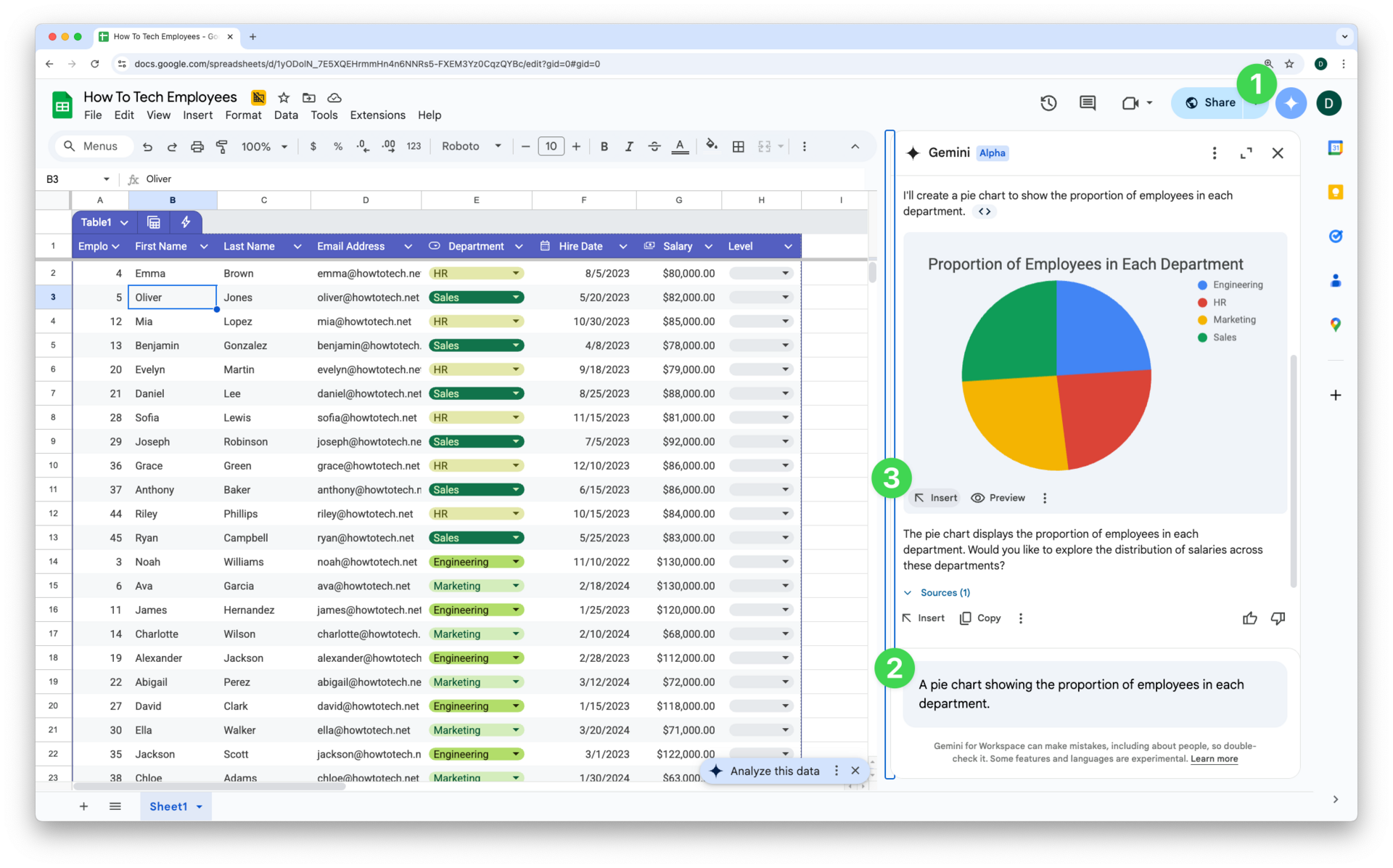 Visualise your data with Gemini