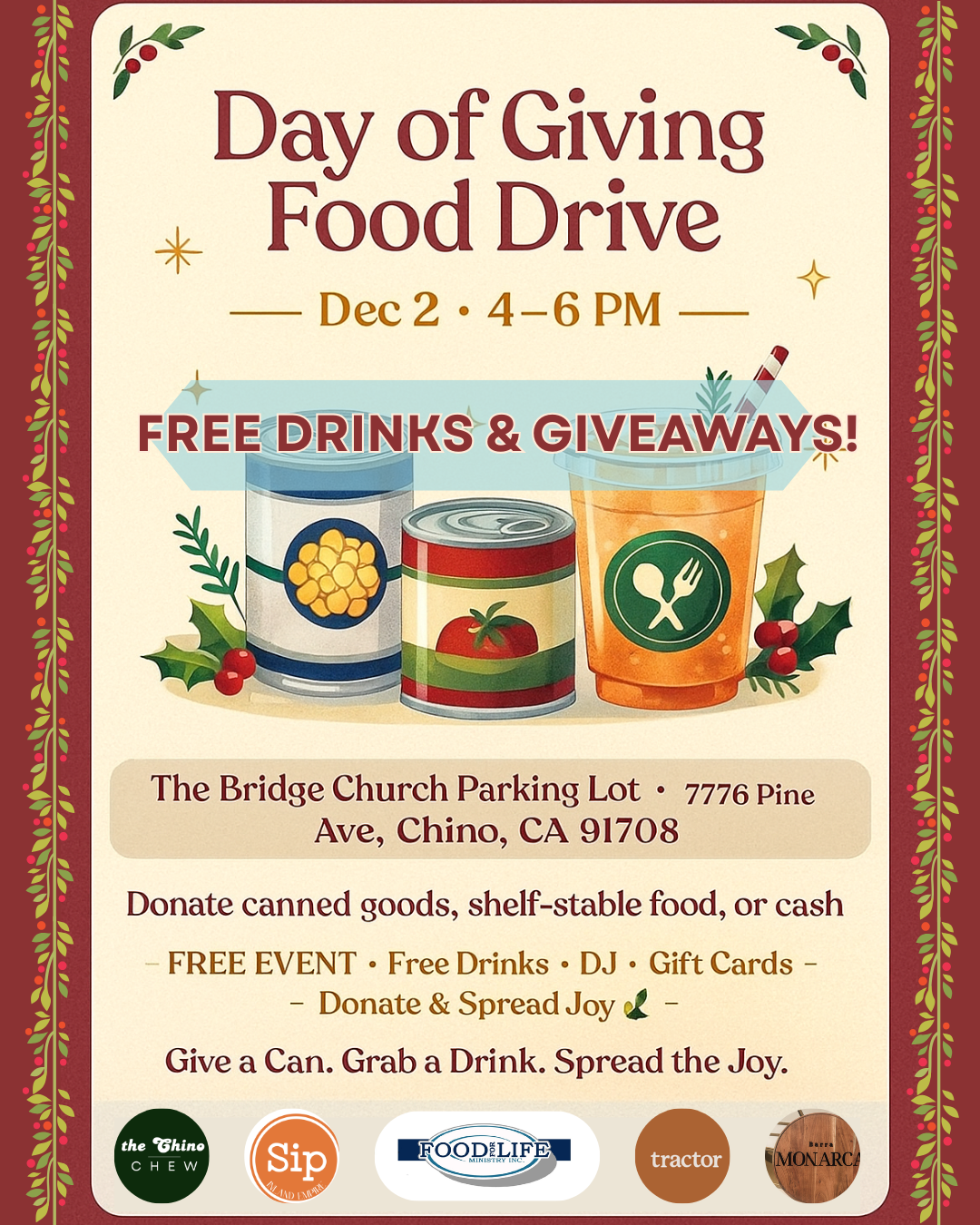 🐮🥫FREE Drinks & Giveaways!