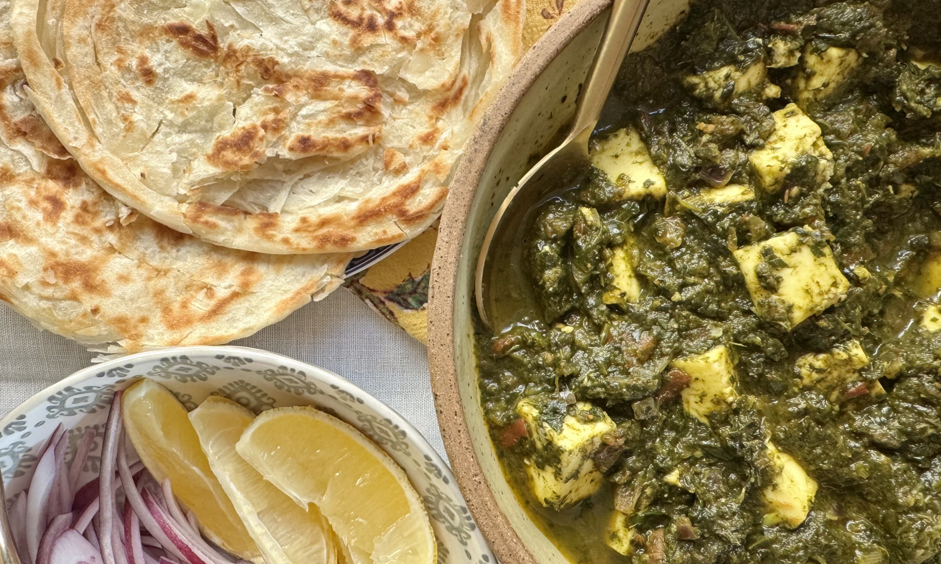 Palak Paneer (with chicken and chickpea variations)