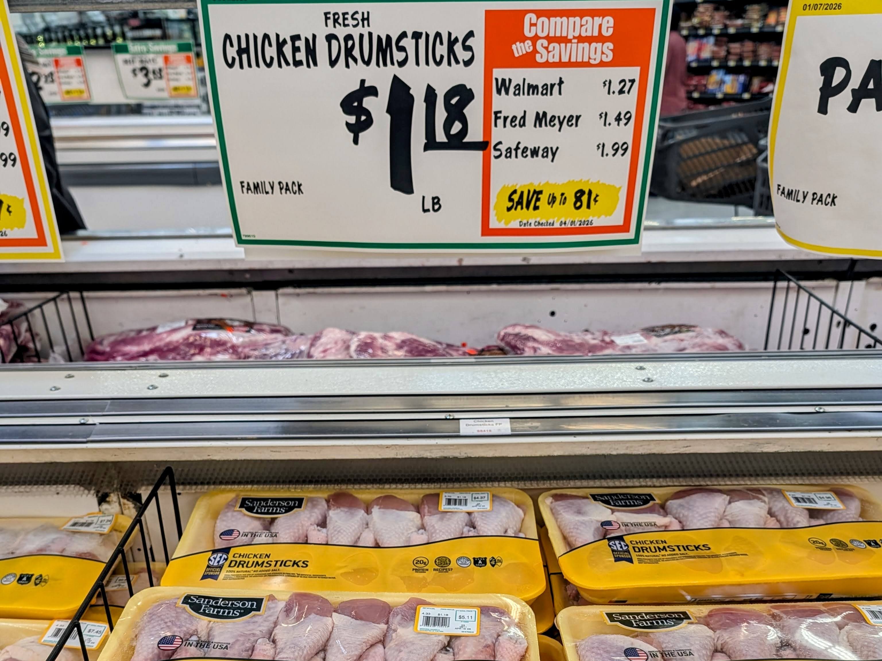 Portland Grocery Deals (April 8–14, 2026): $1.18/lb. Chicken Drumsticks and BOGO Flank Steaks