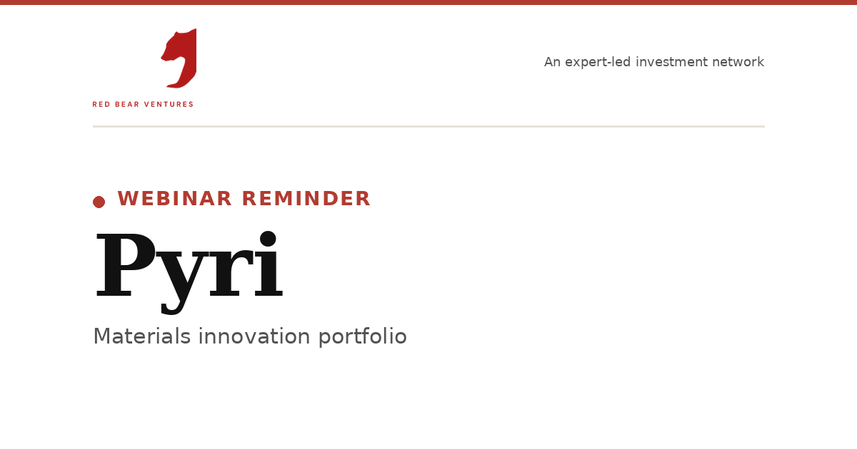 Red Bear Ventures - Pyri Webinar Reminder