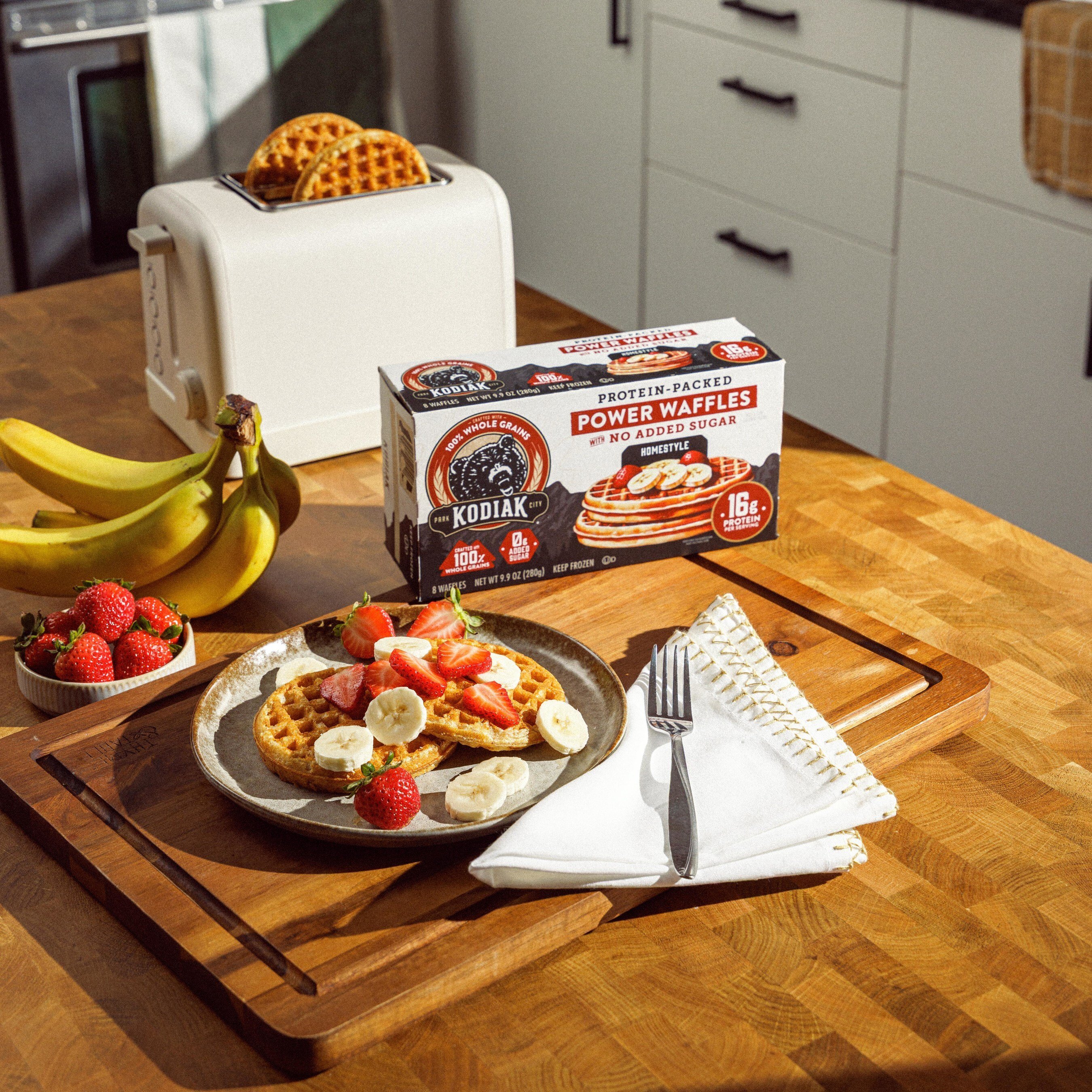 Kodiak Pumps Protein Up To 16g Per Serving In Its No Added Sugar Power Waffles