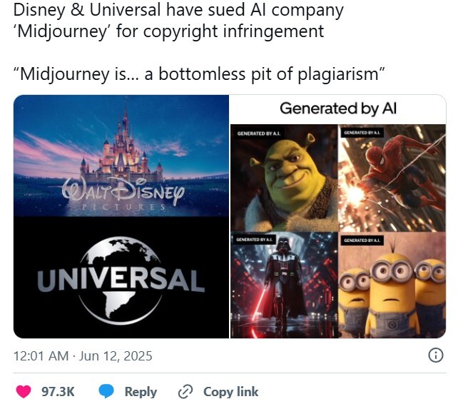 Disney and Universal Sue MidJourney Over AI Images