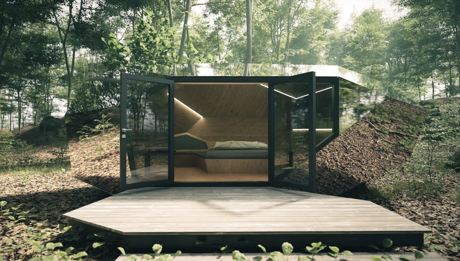 Elegant Pebble-Shaped Pods for Forests and Rooftops