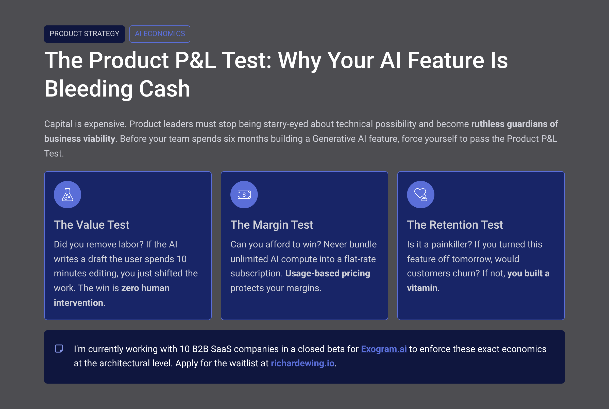 The Product P&L Test: Why your AI feature is bleeding cash