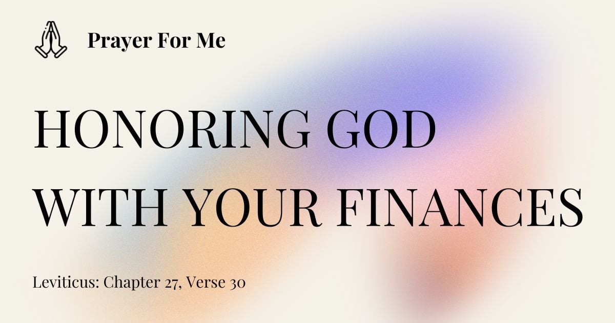 Honoring God with Your Finances