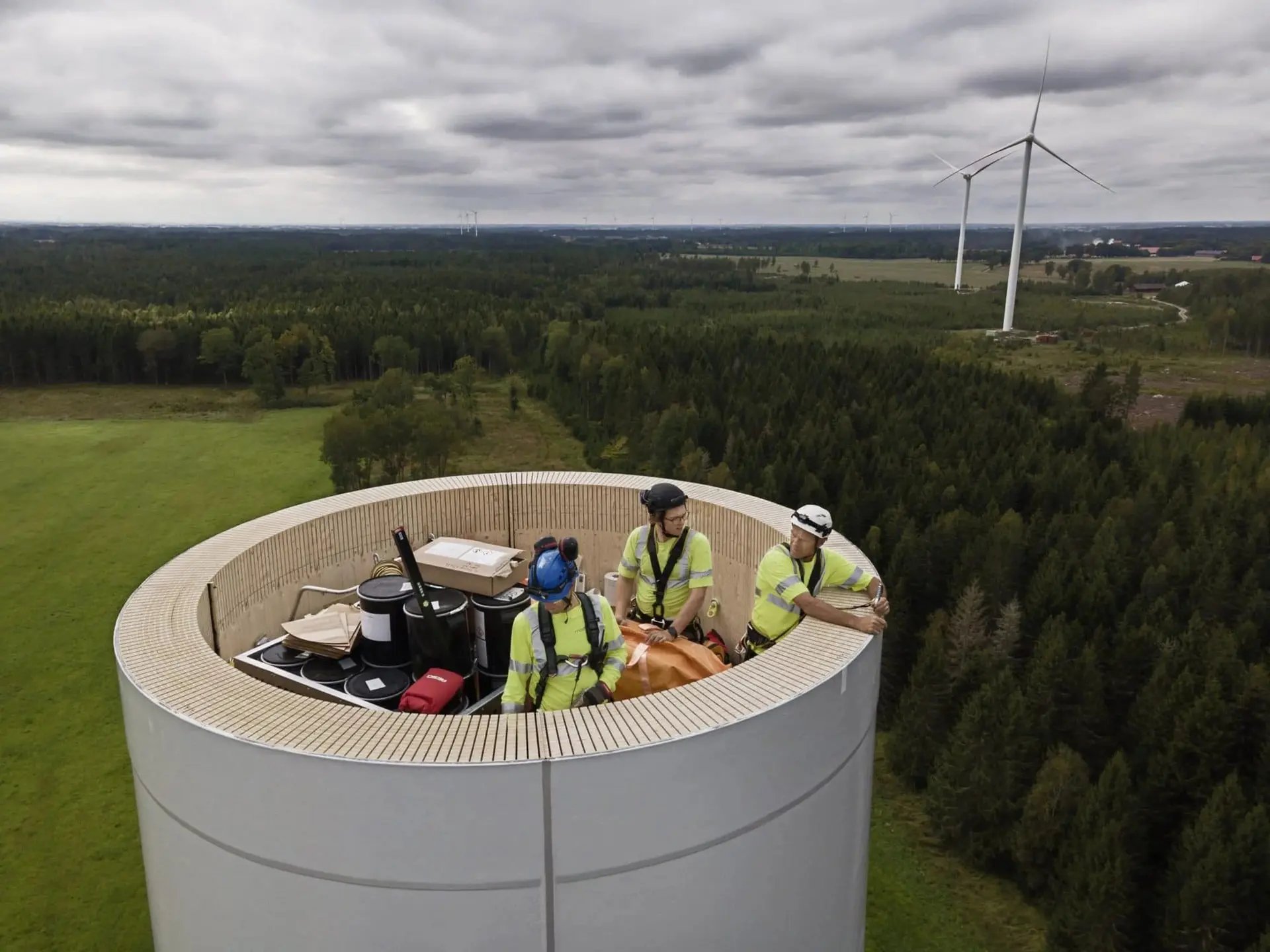 World’s First Full Height Wooden Wind Turbine
