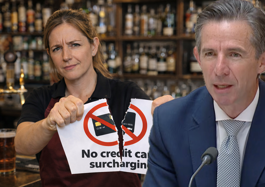 Bank lobby flags capped credit card surcharge option