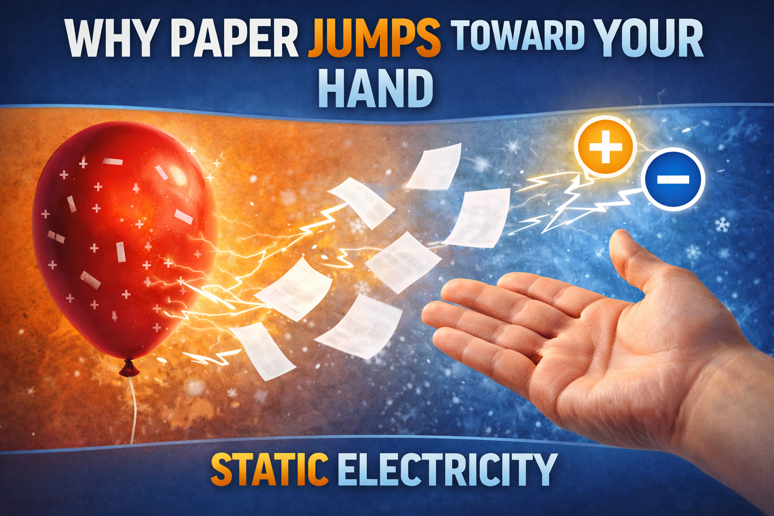 Why paper jumps toward your hand?