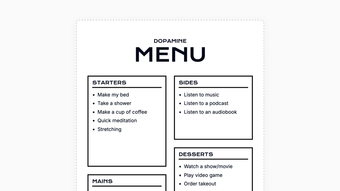 This is your sign to make a dopamine menu