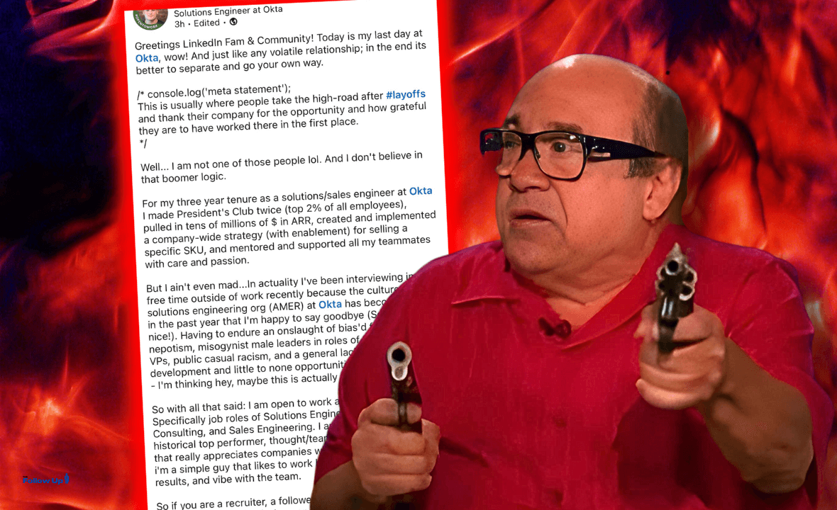 This Okta Sales Engineer got Laid Off and Decided to Go Out With a Bang