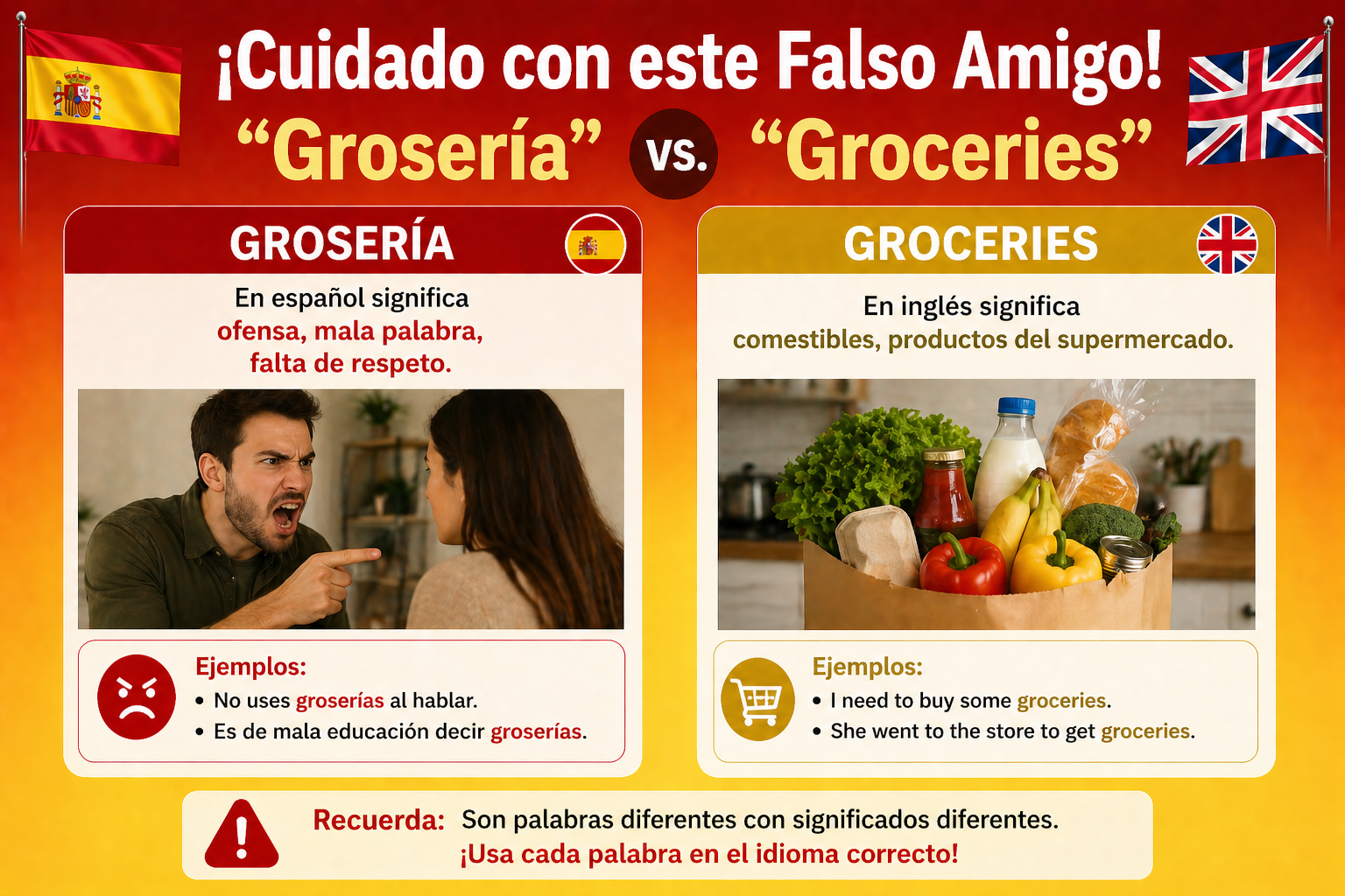 ¡Cuidado con este Falso Amigo! “Grosería” vs. “Groceries”