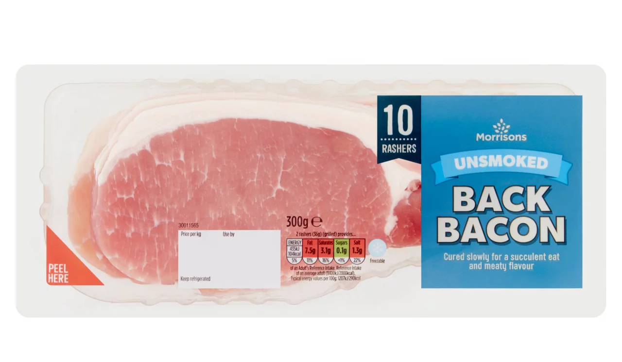 Man successfully opens bacon packet by pulling on the corner