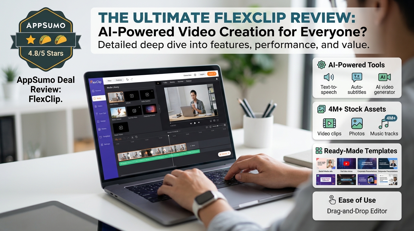 **FlexClip: Create Professional AI-Powered Videos – Create, Edit, and Share Professional Videos with AI-Powered Tools, 4M+ Stock Assets, and Ready-Made Templates – My AppSumo Review**