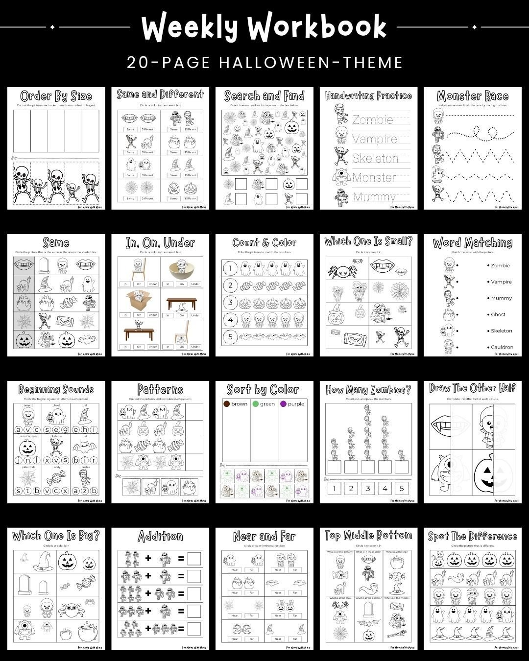 Spooky Halloween Themed Workbook