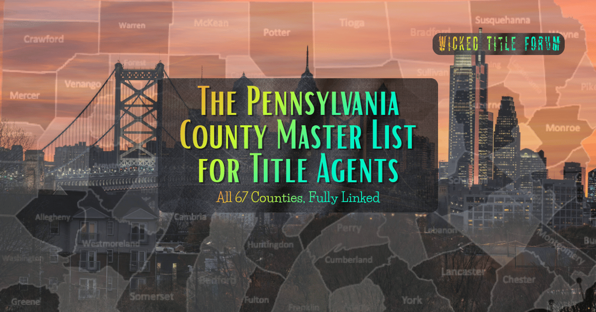 πPennsylvania County Master List for Title Agents