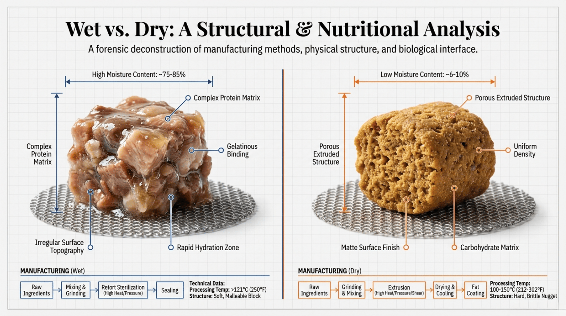 Wet vs. Dry Pet Food: Structural and Nutritional Differences