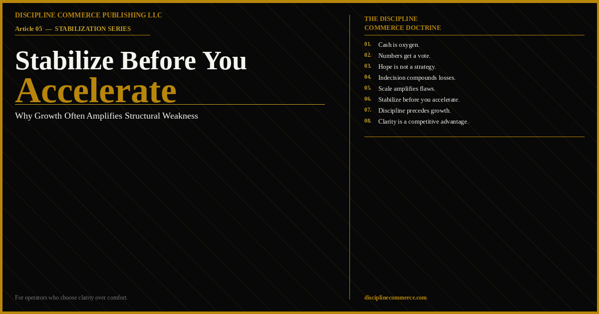 Stabilize Before You Accelerate