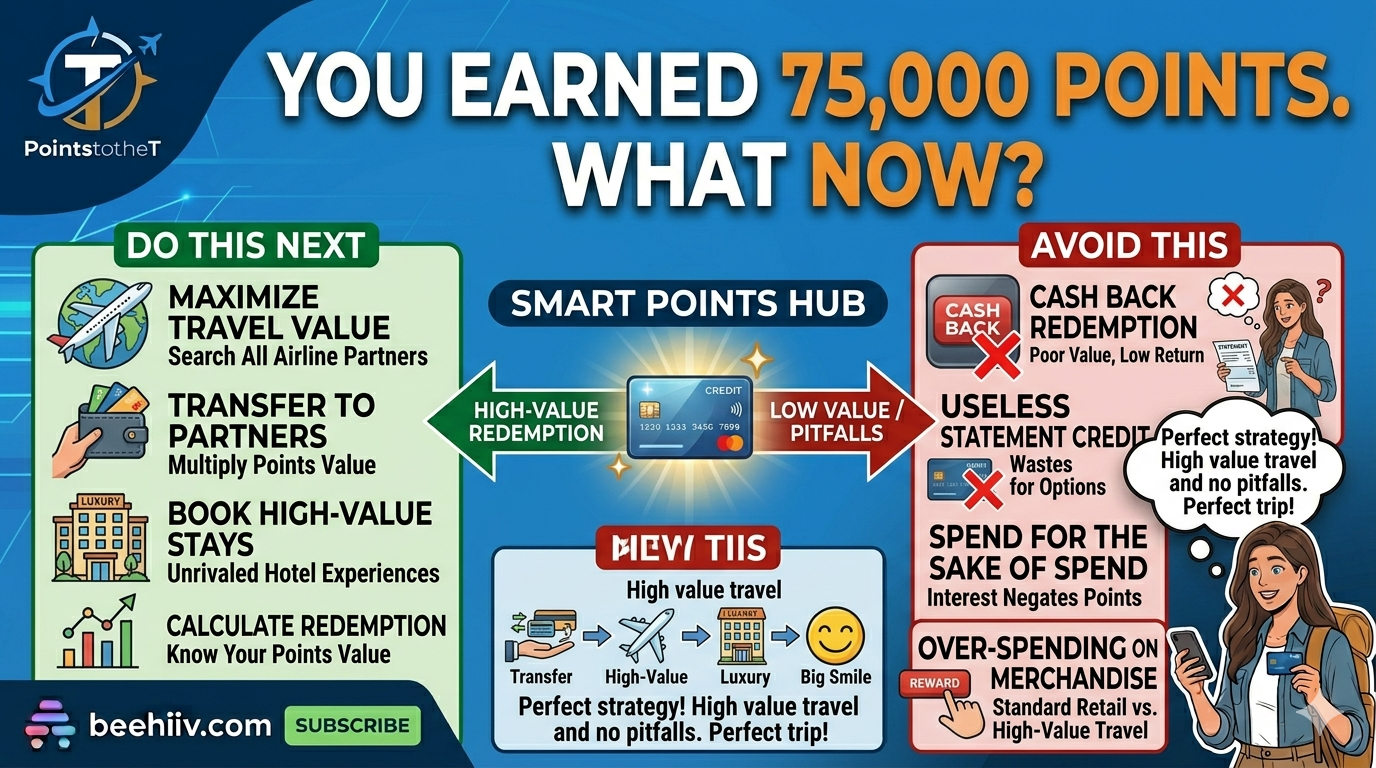 You earned 75,000 points. Here's exactly what to do next and what to avoid