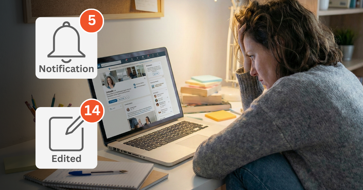 She rewrote her LinkedIn post 14 times. Still hasn't posted it.