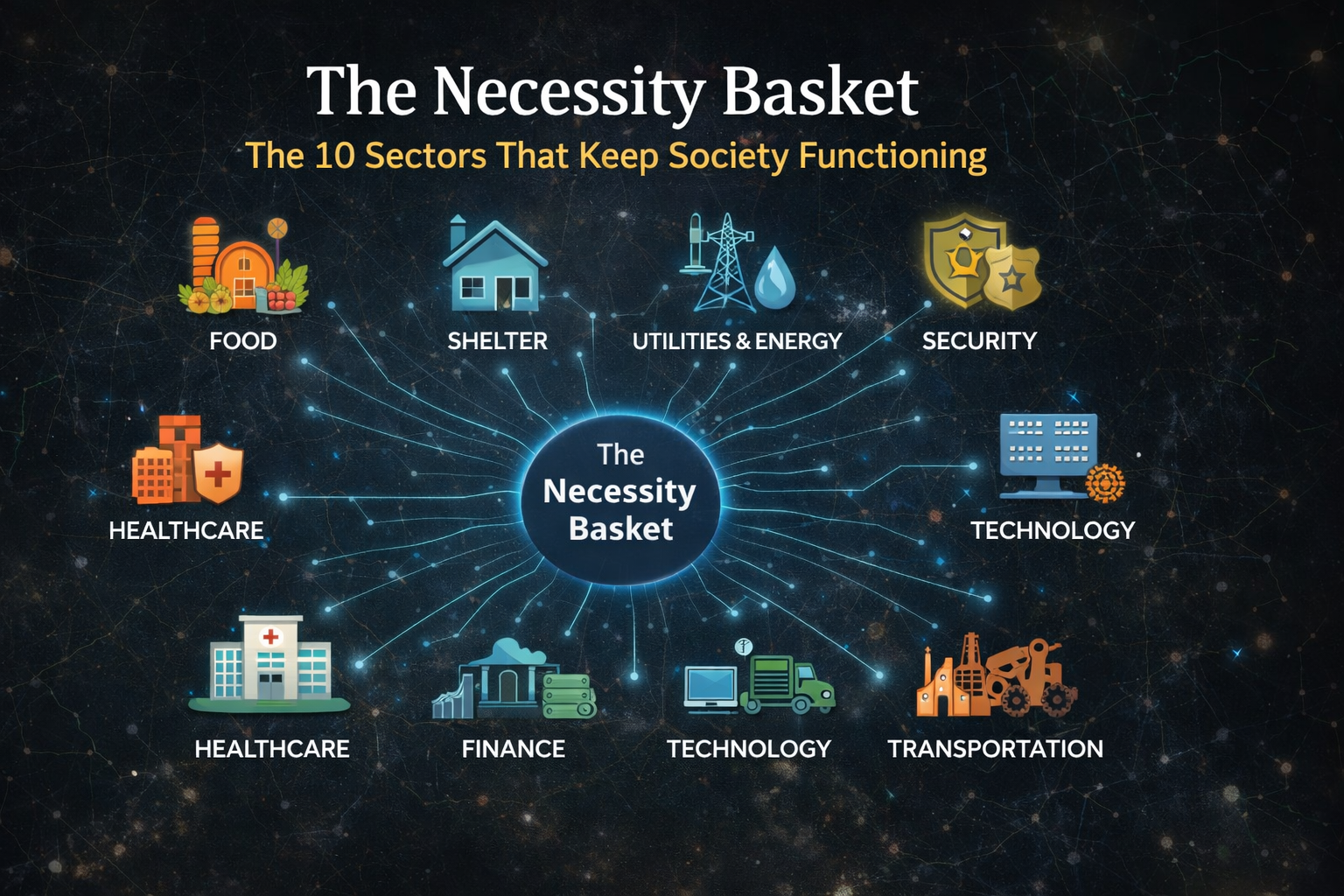 The Necessity Basket: The 10 Sectors That Keep Society Functioning