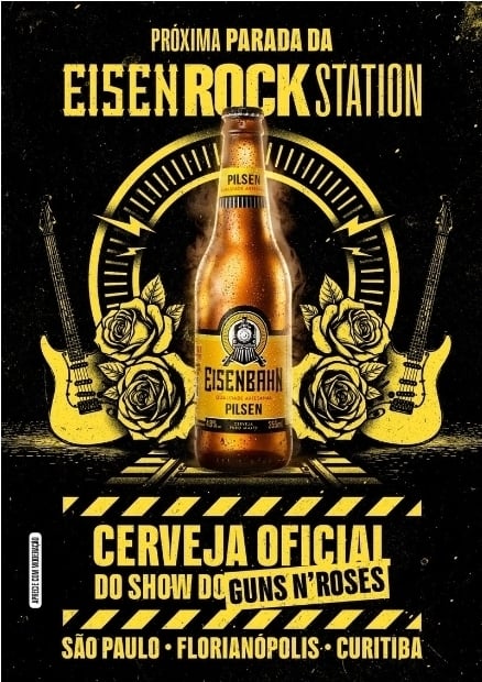 Eisenbahn entra no ritmo do rock e se torna a cerveja oficial da turnê do Guns N’ Roses