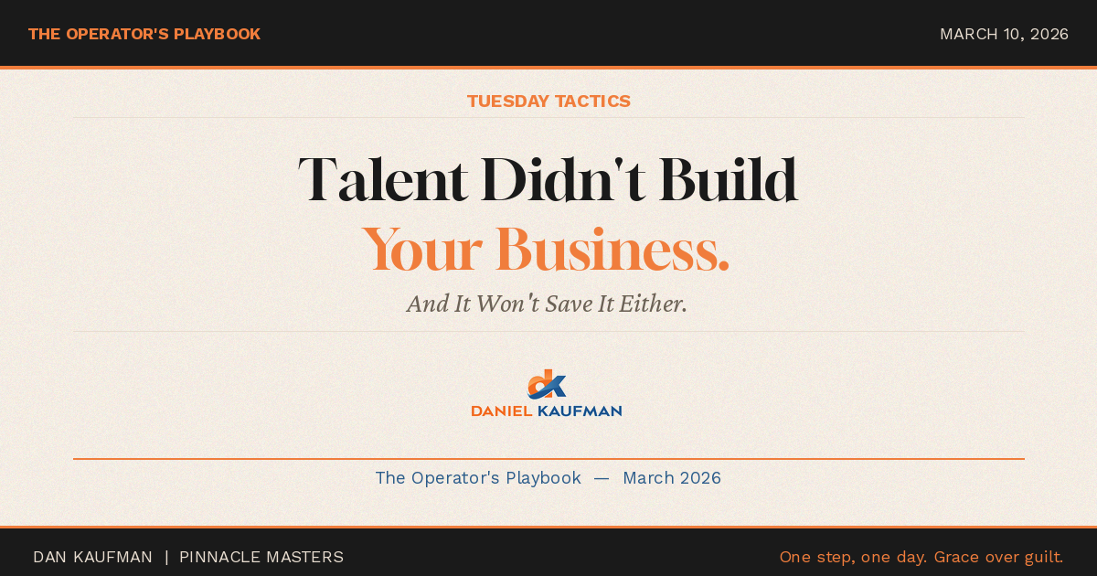 Tuesday Tactics: Talent Didn’t Build Your Business.  And It Won’t Save It Either.