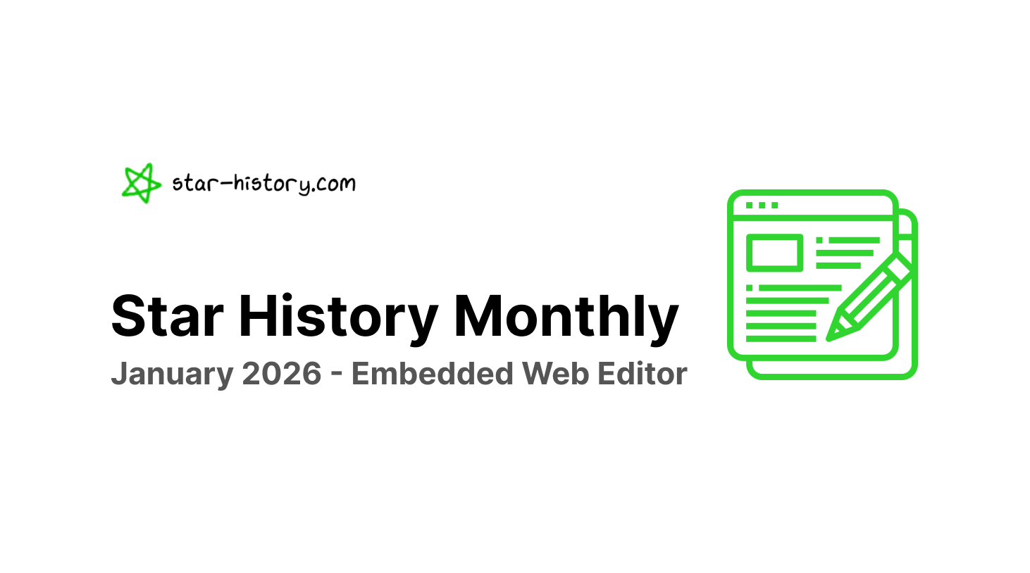 Star History Monthly 🌟 Embedded Web Editor (January 2026) 