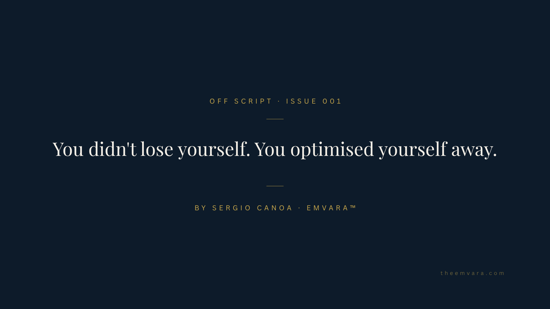 You didn't lose yourself. You optimised yourself away.