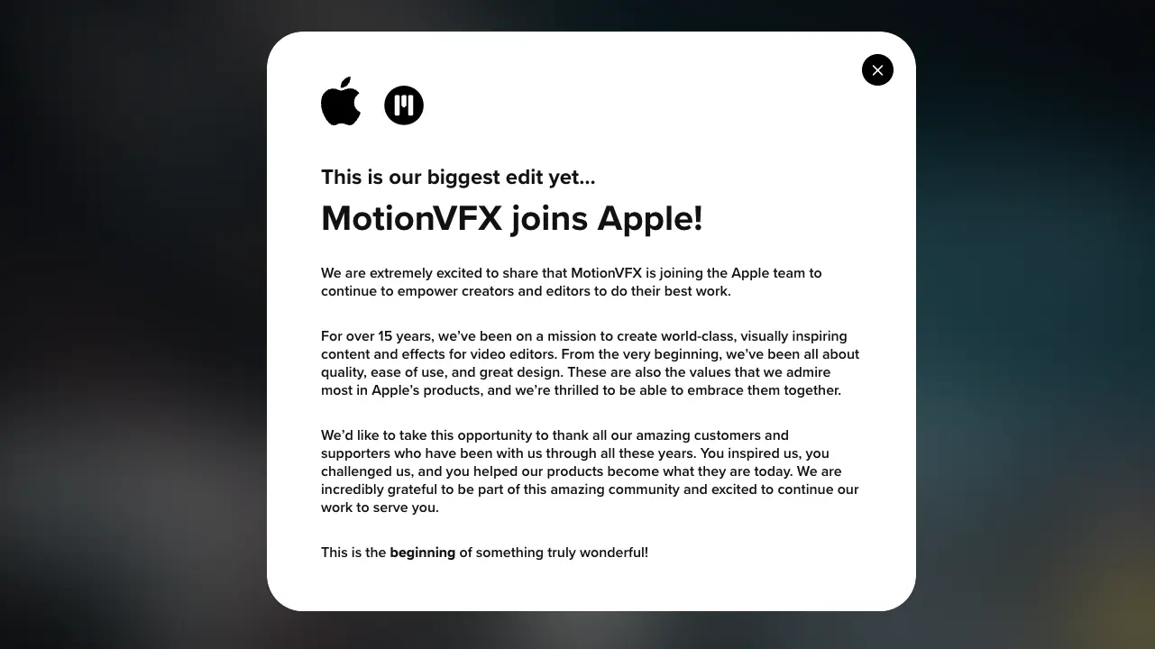 Apple acquires "MotionVFX"