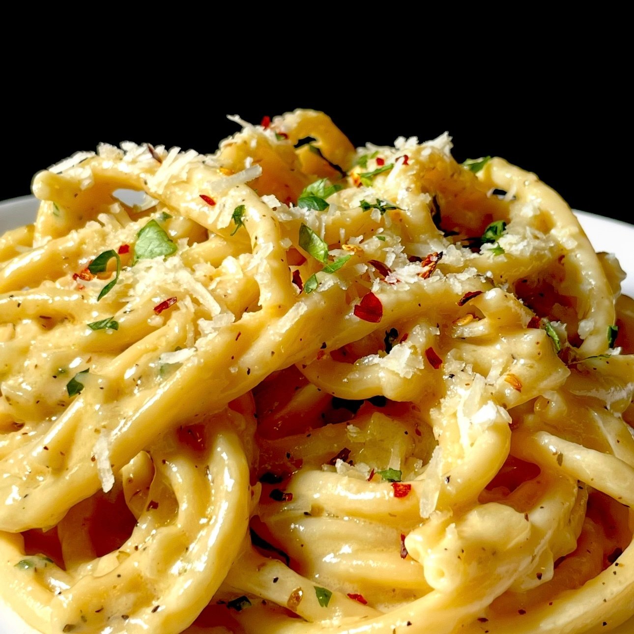 White Wine Garlic Butter Bucatini Pasta